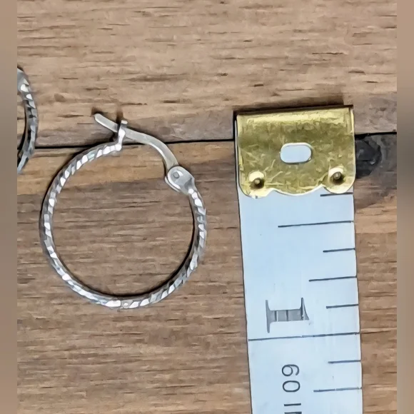 925 Sterling Silver Vermeil Twist Hoop Earrings - Picture 2 of 3